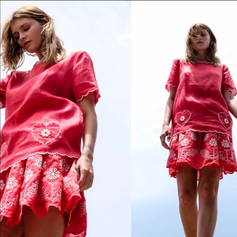 Innika Choo top with heartleaf embroidered pockets